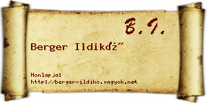 Berger Ildikó névjegykártya